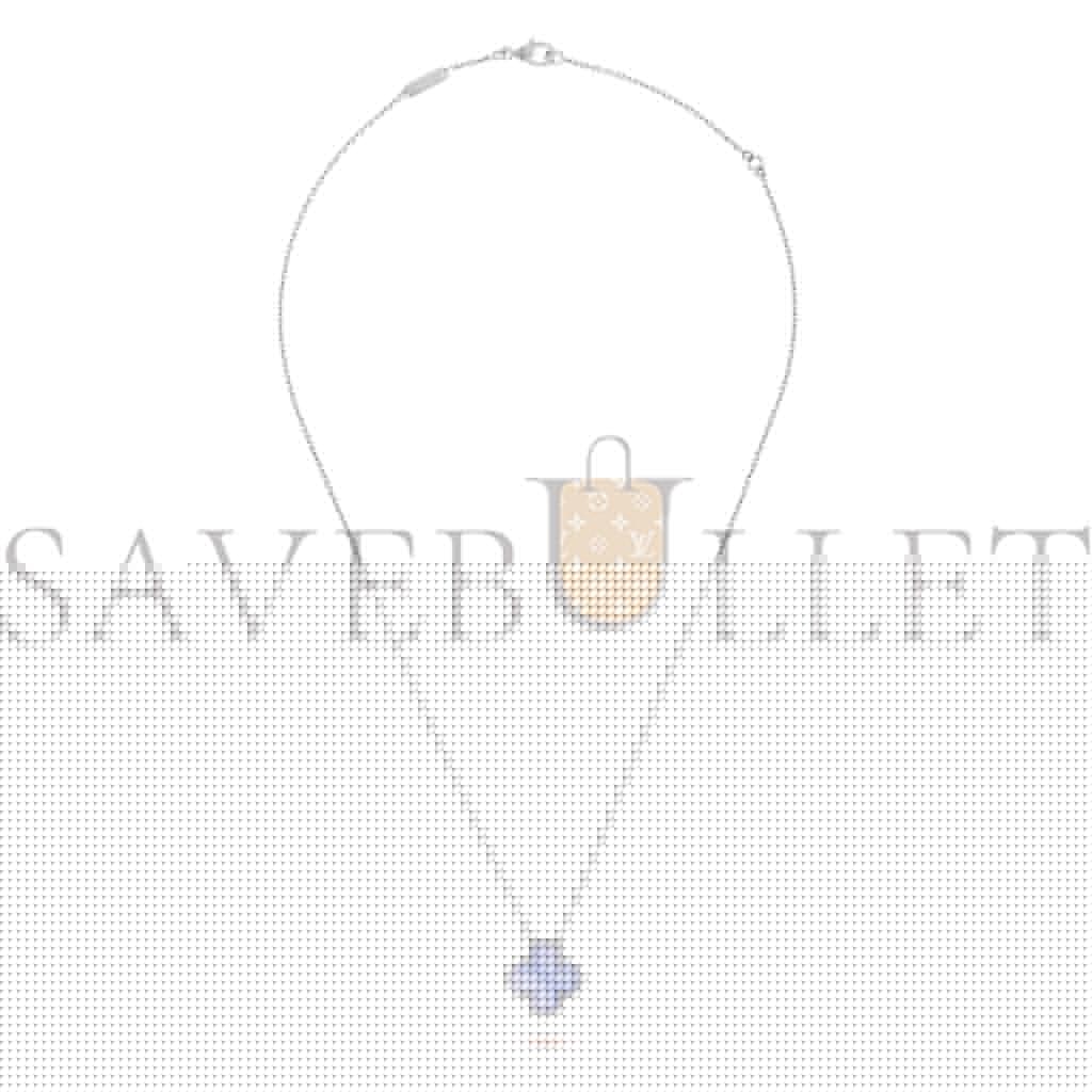 VAN CLEEF ARPELS VINTAGE ALHAMBRA PENDANT - WHITE GOLD, CHALCEDONY  VCARD34900